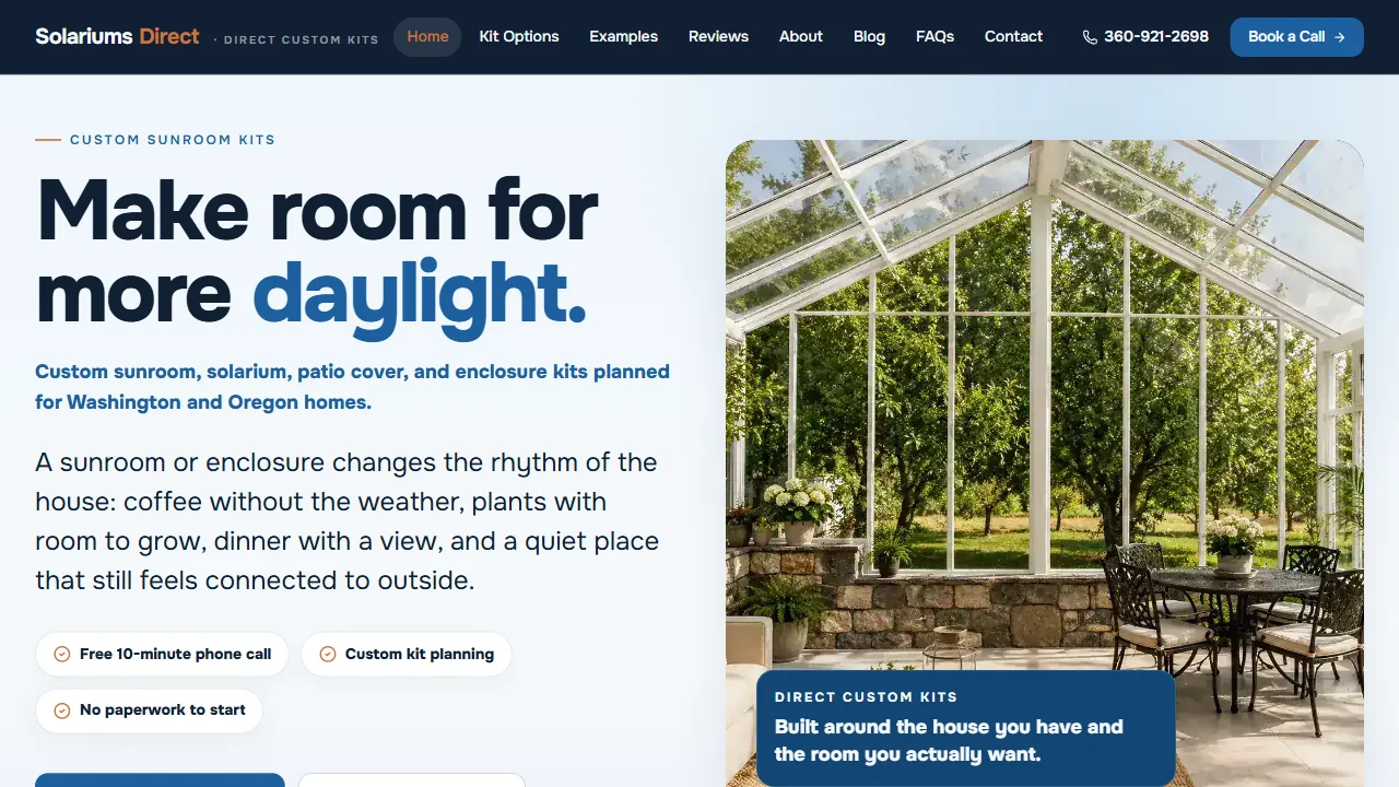 Solariums Direct website preview